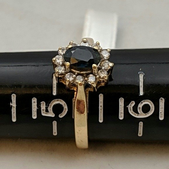 14k Gold Sapphire & Diamond Ring - Picture 2 of 5